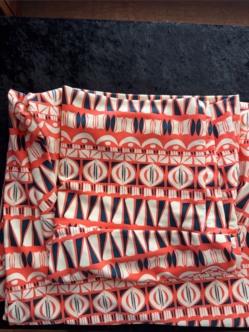 Coral, Navy & Cream Geometric Print pants